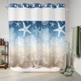 thumbnail image 6 of No Hook Shower Curtain, Blue Brown Ombre Coastal Shower Curtains for Bathroom with See Through Top Window, Sea Nautical Summer Beach Starfish Coral Waterproof & Washable Bath Curtain Long 72"x78", 6 of 9
