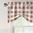 thumbnail image 3 of Brown Checkered Tie Up Valance Curtains for Windows, Kitchen Curtains Window Shades, Farmhouse Buffalo Plaid Light Filtering Roman Curtain Valances for Bedroom/Bathroom/Cafe 60"x18", 3 of 9