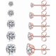 thumbnail image 1 of 5 Pairs Stud Earrings Set, Hypoallergenic Cubic Zirconia 316L Earrings Stainless Steel CZ Earrings 3-8mm, Rose Gold u2026, 1 of 5