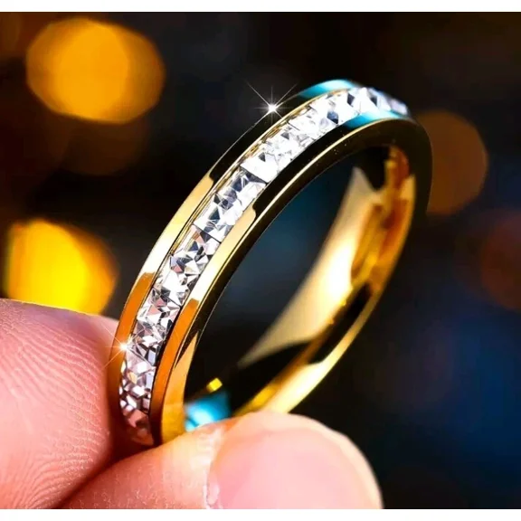 Forever Jewels 1Ct Princess Moissanite Mens Wedding Ring 14K Yellow Gold Plated