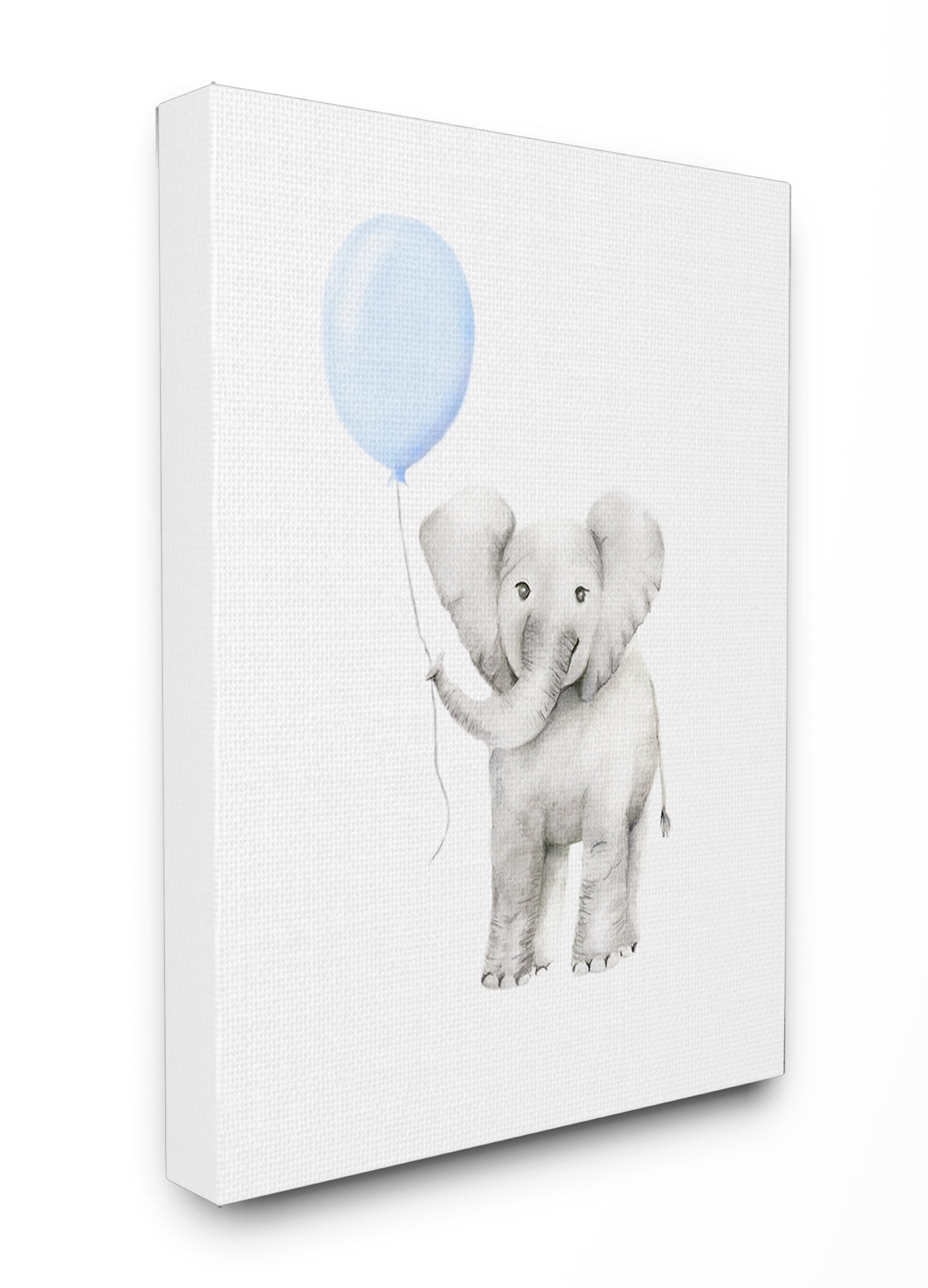 The Kids Room By Stupell Baby Elephant With Blue Balloon Watercolor Oversized Stretched Canvas Wall Art 24 X 1 5 X 30 Walmart Com Walmart Com