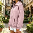 thumbnail image 3 of Women's Waffle Knit Zip-Up Jackets Fall Lapel Collar Long Sleeve Fashion Going Out Casual Loose Coats S-XXL, 3 of 6