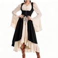 thumbnail image 2 of LEKWK Renaissance Dress Women Plus Size Lace Up Corset Ruffled Medieval Pirate Costume Off Shoulder Bell Long Sleeve Ren Faire Dresses, 2 of 5