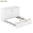 thumbnail image 4 of Harper & Bright Designs Full Size Murphy Bed Wall Bed with Storage Drawers, Wood Murphy Bed Chest with Sockets & USB Ports, Pulley Structure Design, White, 4 of 11