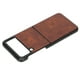 thumbnail image 3 of Funda protectora plegable con textura de cuero auténtico para Samsung Galaxy Z Flip 3 (marrón), 3 of 14