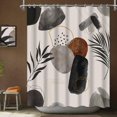 thumbnail image 4 of Black Boho Shower Curtain Abstract Grey Gold Colorful Chic Modern Mid Century Geometric Leaves Plant Neutral Minimalist Bathroom Curtain Decor Set with 12 Hooks Waterproof Fabric, 72" x 72", 4 of 6