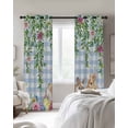 thumbnail image 4 of Easter Rabbits Blackout Curtains for Bedroom Living Room Darkening Curtains 63 Inches Long Spring Cute Bunny Eggs Flowers Leaf Blue Plaid Window Curtain 2 Panels Set Window Treatment Drapes 52"x63", 4 of 9