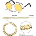 thumbnail image 3 of 7 Piece Cool Cat Dog Costume Set Include Adjustable Gold Pet Dog Chain and Funny Cute Cat Small Dog Sunglasses Retro Pet Sunglasses for Cat Puppy Smal, 3 of 5
