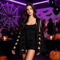 thumbnail image 3 of WHEANG Halloween Cape Shawl for Women Men Poncho Spooky Spiderweb Accessory for Party Dress‑up Stylish Spider Web Sheer Mesh Witch Cape Shawl One Size Black, 3 of 4
