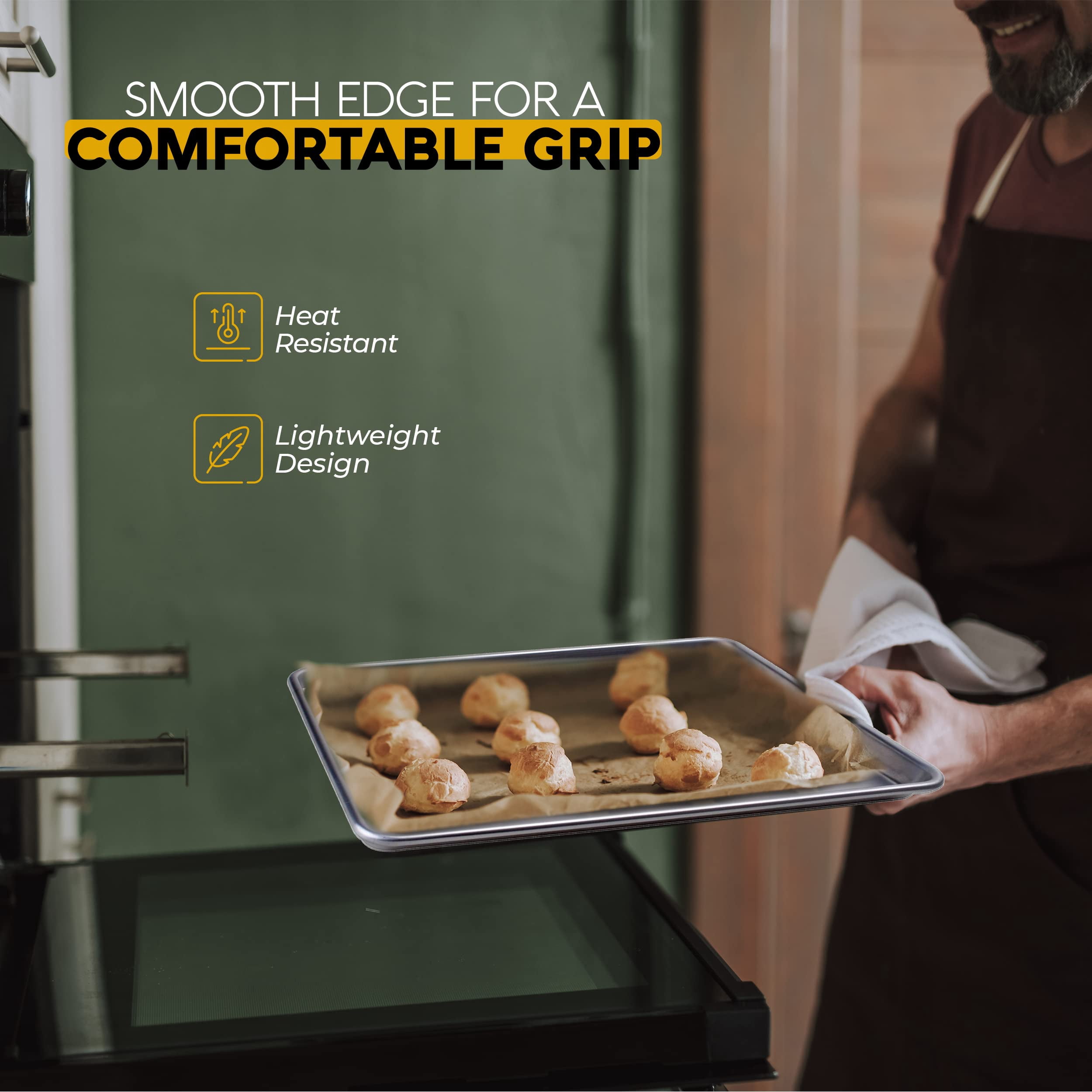 Alpine Cuisine Half Sheet Aluminum Baking Tray 18-inch - Rimmed Baking Cookie Sheet Tray