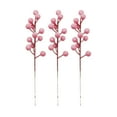 thumbnail image 2 of Artificial Christmas Pink Berry Stems,3pc Artificial Holly Berry Stems 9" Christmas Berry Picks Sprays Snowy Fake Red Berries for Christmas Tree Valentine Diy Crafts Wedding Home Party Winter Decor, 2 of 6
