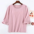 thumbnail image 2 of UYISJ Womens Shirts Comfy Elbow Sleeve Crew Neck Tops Solid Color Casual Loose Fit T-Shirt, 2 of 4
