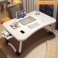 thumbnail image 2 of Support de Plateau de Bureau pour Ordinateur Portable avec Porte-Gobelet/tiroir pour Lit, Sofa, Canapé, Étude, Lecture, Écriture, Portable, Pliable, Support pour Ordinateur Portable, 2 of 7