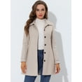 thumbnail image 3 of INSPIRE CHIC Manteau Long d'Hiver pour Femme à Col Peter Pan, à Simple Boutonnage, Kaki Foncé, TG, 3 of 5