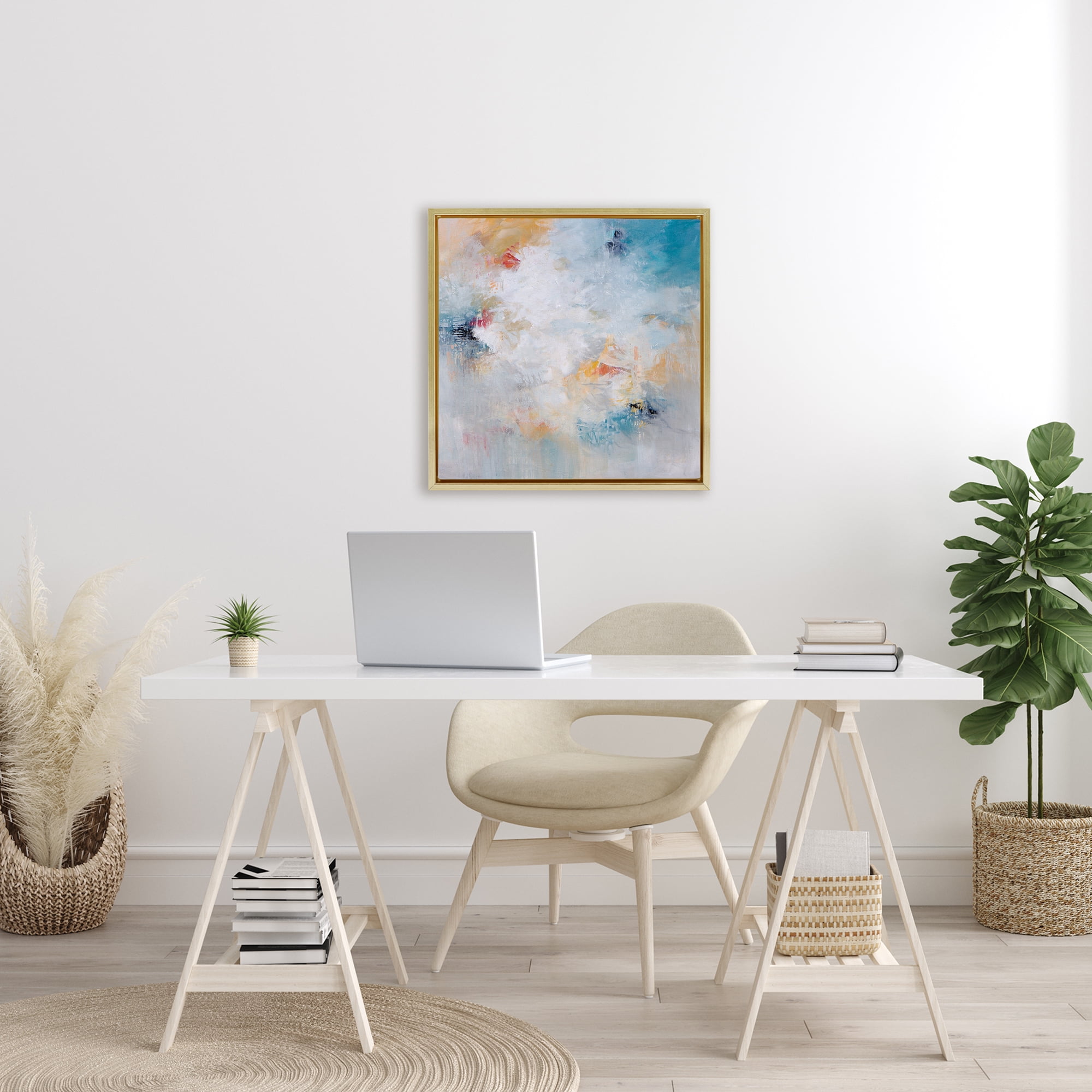 Veiled Dance Abstraction Gold Framed Floater Canvas Wall Art, design by Karen Hale