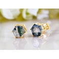 thumbnail image 3 of Lakshayenterprise Hexagon Moss Agate Earring Studs, 925 Sterling, Yellow Gold-Plated, 3 of 4