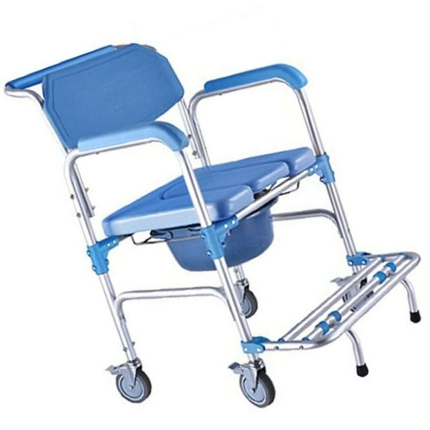 Rolling Shower Chair,Shower Commode Wheelchair Waterproof Transport