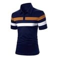 thumbnail image 3 of Huresd Men's Short Sleeve Polo Shirts Color Block Casual Slim Fit Fashion Cotton Shirt Navy XL, 3 of 5