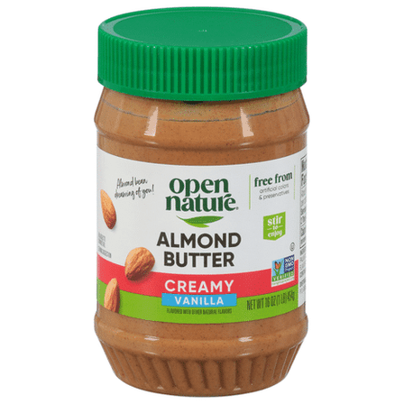 O N Almond Butter Spread, Natural Vanilla, Non-GMO Verified, 16 Oz