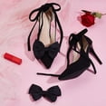 thumbnail image 4 of 2pcs Bowknot Shoe Clips Removable Shoe Clips Satin Bow Shoe Clips Elegant Shoes Buckles Detachable Ribbon Shoe Clip Black, 4 of 9