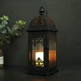 thumbnail image 4 of Farol de vela decorativo de 38 cm de alto, farolillos de metal para velas, estilo vintage, para colgar en interiores y exteriores, eventos, fiestas, bodas (negro), 4 of 4