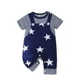 thumbnail image 1 of WEIYLL Boys Rompers Spring Summer Striped Penta Gram Backstrap Printed Short Sleeve Navy Baby Playsuit for 12-18 Months, 1 of 7