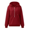 thumbnail image 5 of Diufon Womens Drawstring Hoodies Half Zipper Long Sleeve Tops Solid Color Sweatshirts with Pockets, 5 of 6