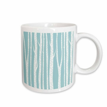 

3dRose Blue and White Birch Trees chic nature art Ceramic Mug 11-ounce