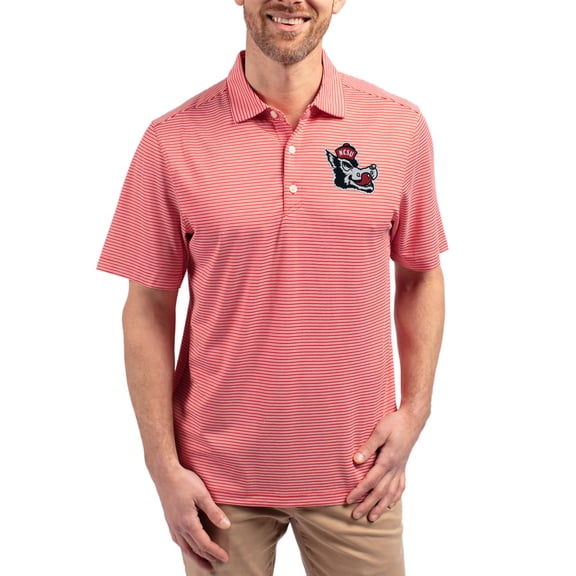 Men's Cutter & Buck Red NC State Wolfpack Forge Eco Double Stripe Stretch Recycled Polo