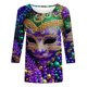 thumbnail image 4 of RKSTN Mardi Gras 3/4 Length Sleeve Womens Tops Oversized Crewneck Carnival Graphic Printed Three Quarter Sleeve T Shirt Women Casual Round Neck Funny Tuesday Carnival Party Loose Short Sleeve Shirt, 4 of 6