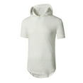 thumbnail image 2 of YLSDY Men's Ripped Hoodie Shirts Short Sleeve Hipster Hip Hop Round Hem Tees with Hood 2024 Summer Fashion Casual Pullover Blouses White S, 2 of 4