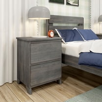 Max & Lily Solid Wood Farmhouse Nightstand with 2 Drawers, Driftwood