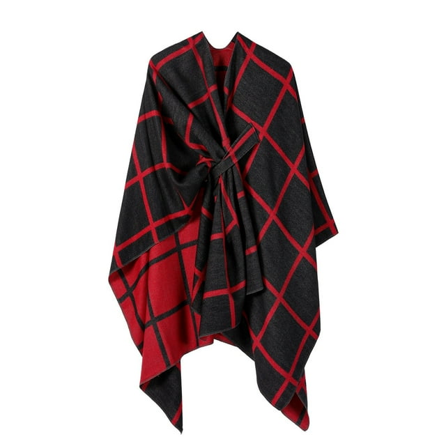 Cape Châle Tricotée Unie pour Femmes - Enveloppe Mode Automne Hiver Confortable