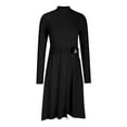 thumbnail image 4 of BangWanChi Sweater Dress for Women Work Women's Semi High Neck Elegant Long Sleeved Round Neck Dress, 4 of 5