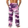 thumbnail image 3 of Fabrcox Camo Flannel Pj Pants for Men Big and Tall Pajama Bottoms with Pockets Elastic Waist Winter Warm Casual Mid Waisted Home Pajama Bottoms Light Purple XL, 3 of 4