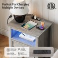 thumbnail image 2 of Holliwill 25" Tall Nightstand Set of 2 with Charging Station & LED Lights, Farmhouse Nightstands with 2 Drawers and Open Storage, End Table Bedside Table for Bedroom Living Room, Gray, 2 of 10