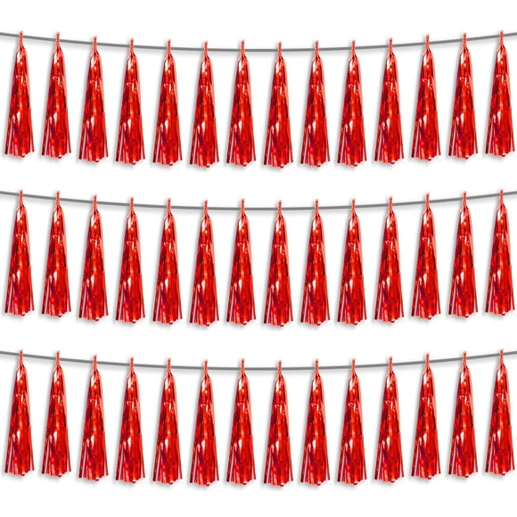Guirnalda Hysilla con flecos de aluminio rojo para decoración de fiesta