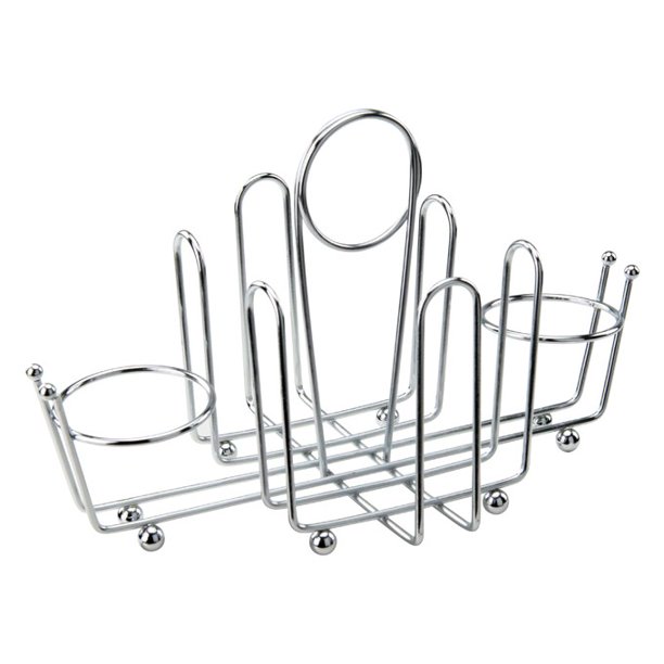 Condiment Holder, Salt/Pepper/Sugar Packets, Chrome Plated Wire