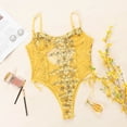 thumbnail image 5 of Zuwimk Lingerie For Women Bodysuits, Bodysuit for Women Plunge Deep V Neck Twist Knot Front Slim Fit Short Sleeve Long Sleeve T Shirts Tops Jumpsuit Yellow,S, 5 of 5