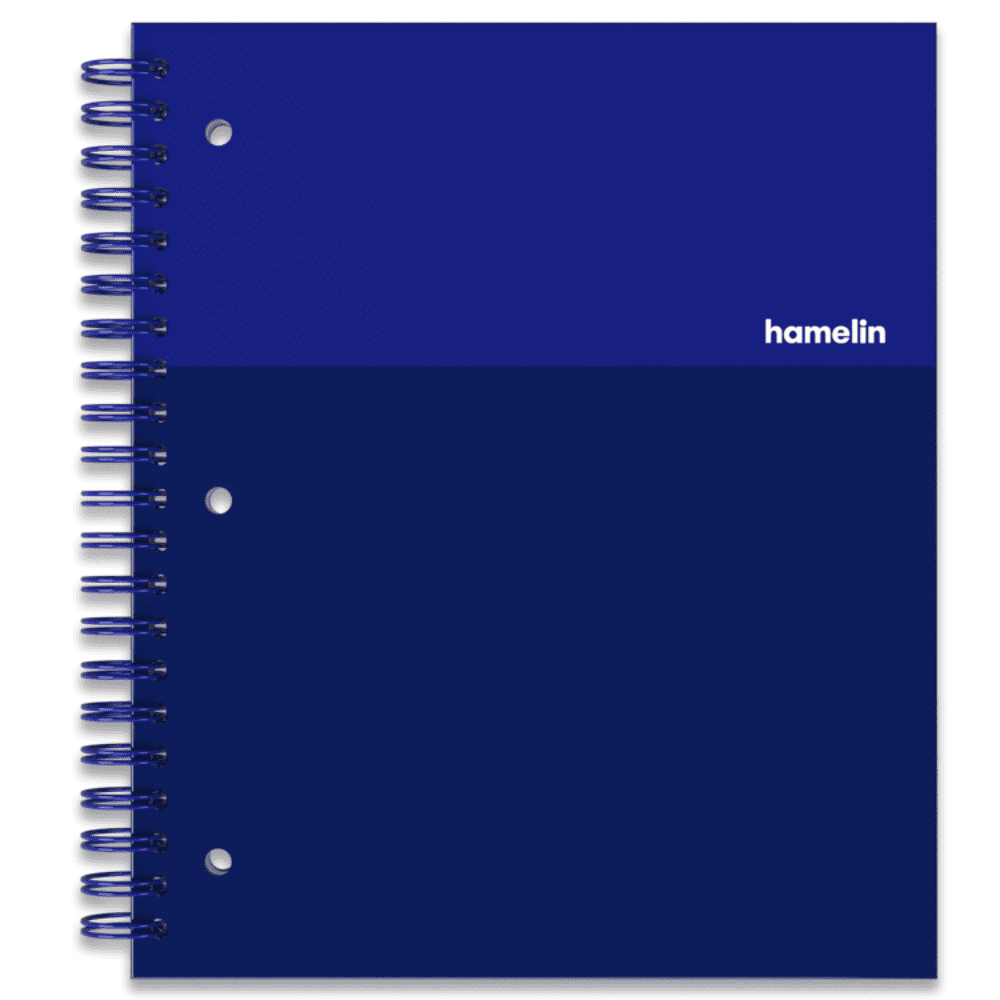 hamelin 1 Subject Spiral Notebook College Ruled 8.5'x11' Hardcover ELECTRIC Blue