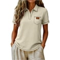 thumbnail image 3 of ZUBKTE Women's Short Sleeve V-Neck Business Casual Work Collared Tops S-2XL, 3 of 7