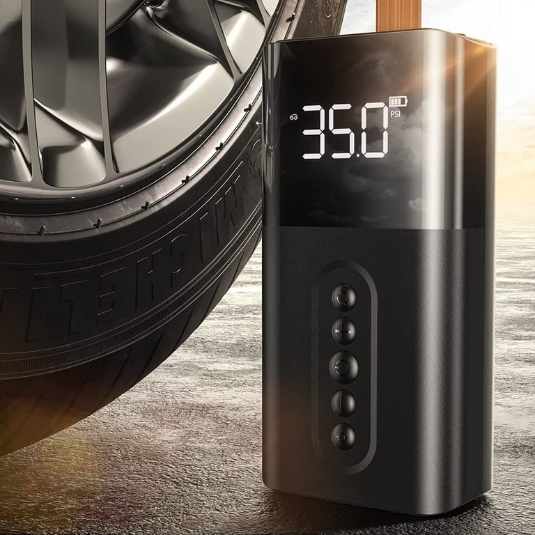 GOXAEEE Gonfleur de pneu sans fil rechargeable, 4000 mAh, compresseur d'air  portable 150 PSI avec 3 buses, convient pour voiture, vélo, moto, ballon  (A) : : Auto et Moto