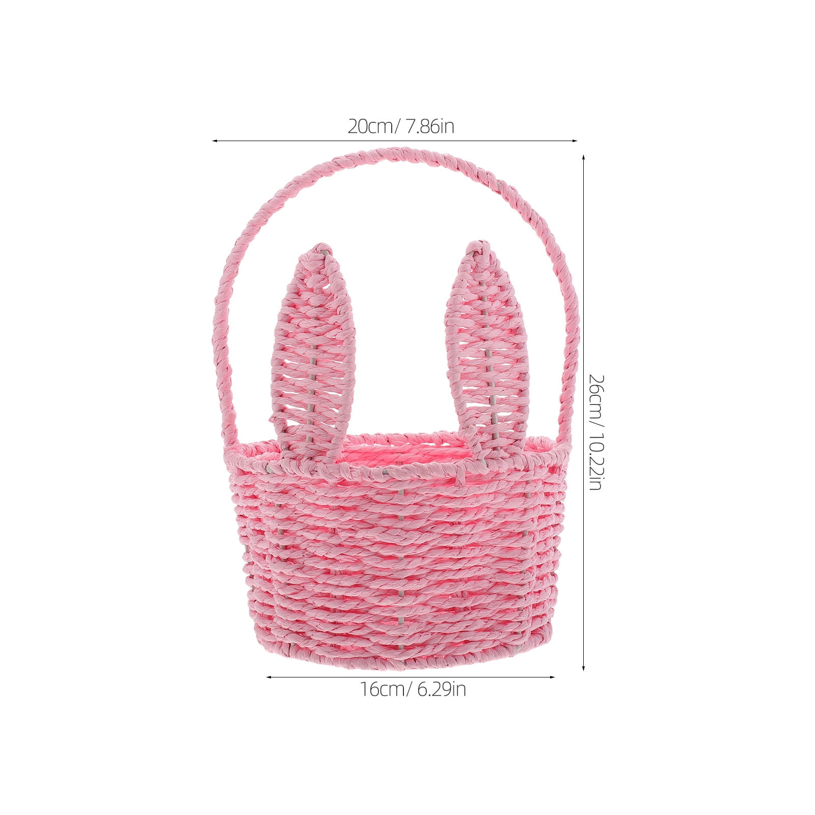 FRCOLOR Easter Bunny Woven Basket for Party Favors Handmade Straw Wicker Easter Candy Eggs for KidsCute Rabbit Picnic Hamper for Egg Hunt Party Present Toy Storage Pink