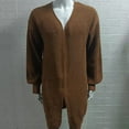 thumbnail image 5 of Men's Mid Length Sweater Coat Long Sleeve Solid Textured Chunky Knit Cardigan Outerwear Brown M, 5 of 5