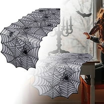 Spider Web Lace Table Runner Halloween Decor 17.7 x 64.2 Inch Black Lace Halloween Table Runner for Dinner Party Home Decor Indoor Kitchen Table Centerpiece Halloween Masquerade Accessories