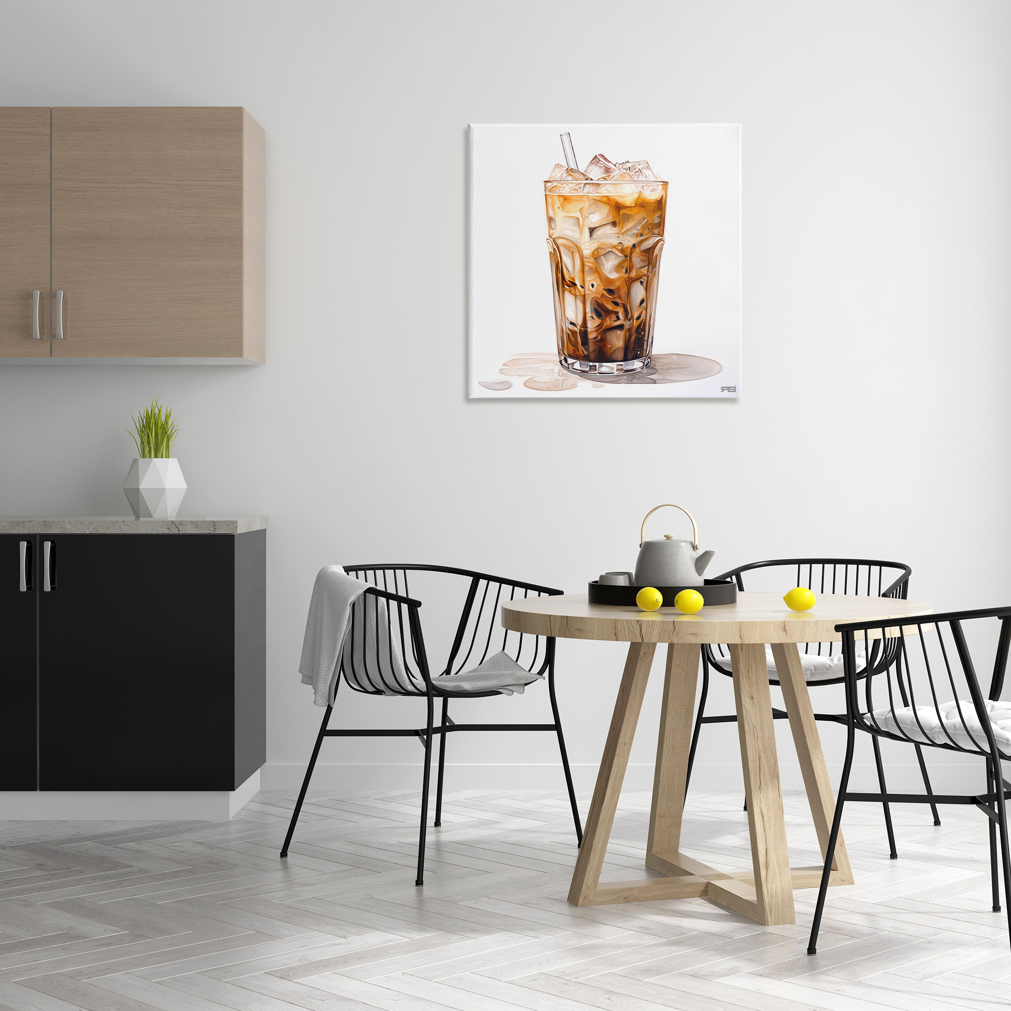 Stupell Industries Coffee with Swirled Milk Food & Beverage Painting Gallery Wrapped Canvas Art Print Wall Art, 30 x 30