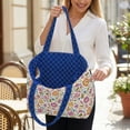 thumbnail image 3 of Pzuqiu Floral Large Capacity Quilted Tote Bag for Women, Reversible Blue Puffer Hobo Shoulder Bag, Lightweight Laptop Tote for Work, Travel, Shopping, College, Everyday Use, 3 of 7
