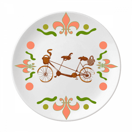 

Cartoon Three-seat Bicycle Britain Culture Flower Ceramics Plate Tableware Dinner Dish
