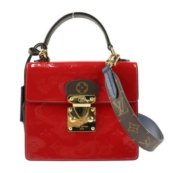 Pre-Owned LOUIS VUITTON Spring Street PM Handbag M90505 Vernis x Epi Monogram Canvas Scarlet Blue Brown Gold Hardware 2WAY Shoulder Bag (Good)