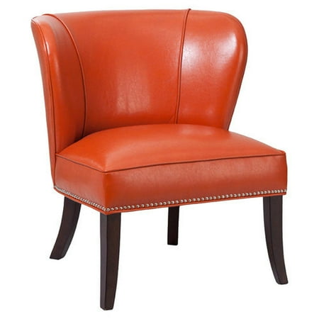 Hilton Concave Back Armless Chair - Tangerine: Faux Leather, Silver Nailhead Trim, High-Density Foam